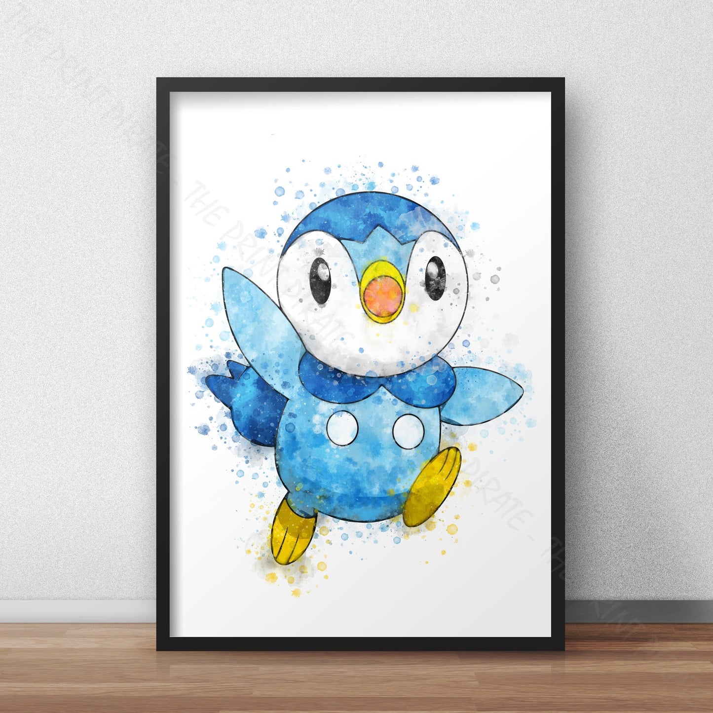 Pokemon 'PIPLUP' Watercolour Splash Wall Art Print