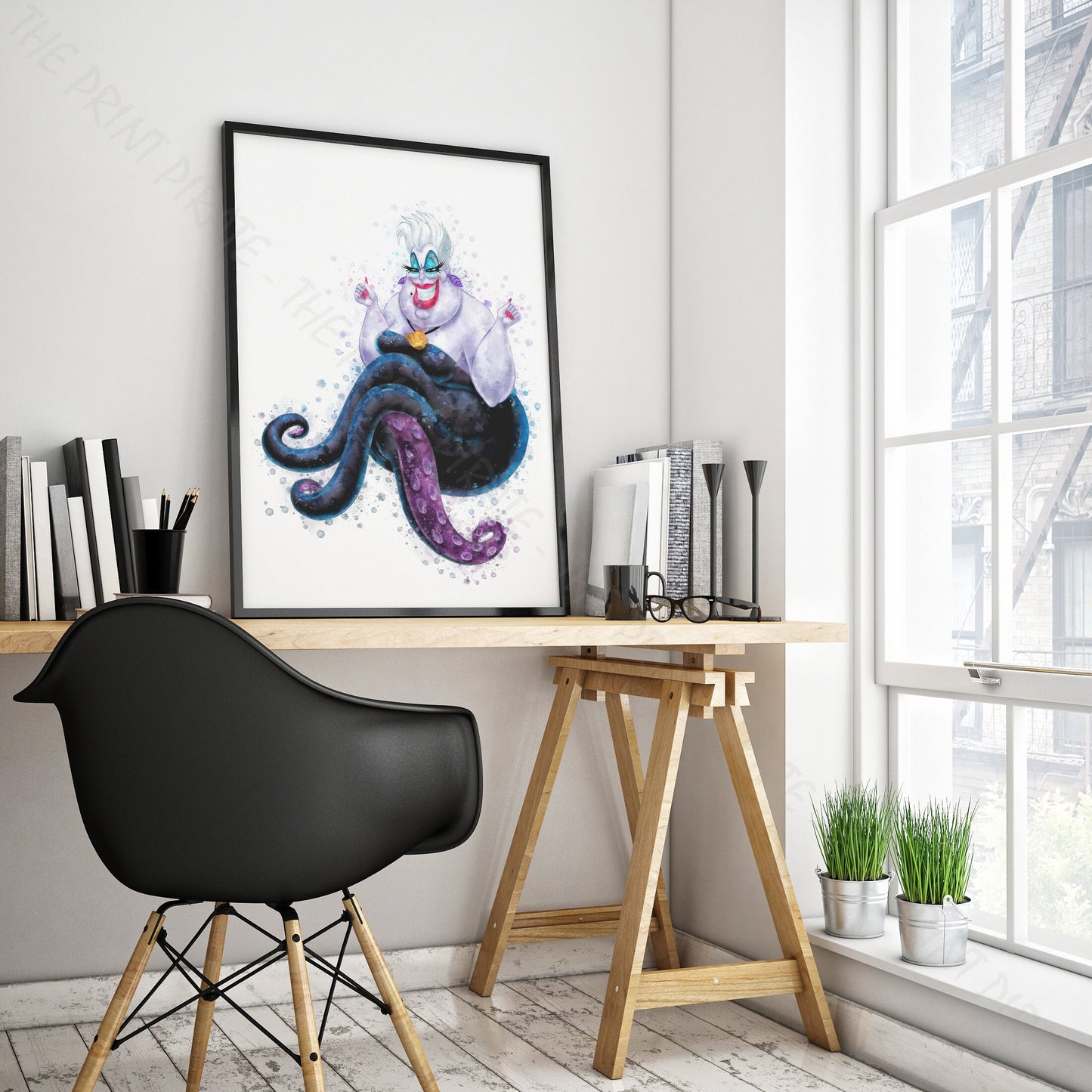 Disney 'URSULA' Little Mermaid Villain Watercolour Splash Wall Art Print