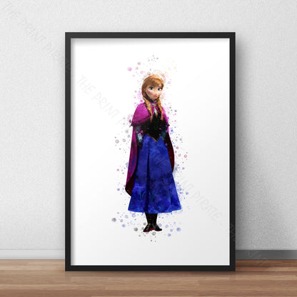 Disney 'ANNA' Frozen Watercolour Splash Wall Art Print