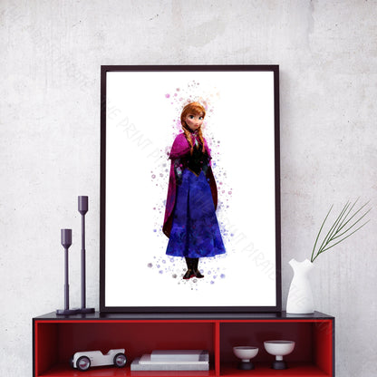 Disney 'ANNA' Frozen Watercolour Splash Wall Art Print