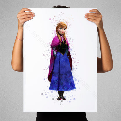 Disney 'ANNA' Frozen Watercolour Splash Wall Art Print