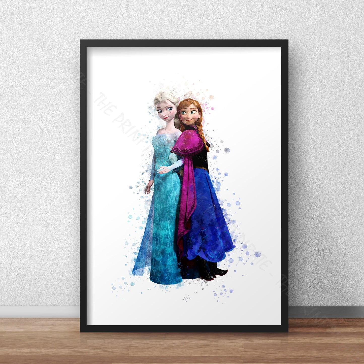 Disney 'ELSA and ANNA' Frozen Watercolour Splash Wall Art Print