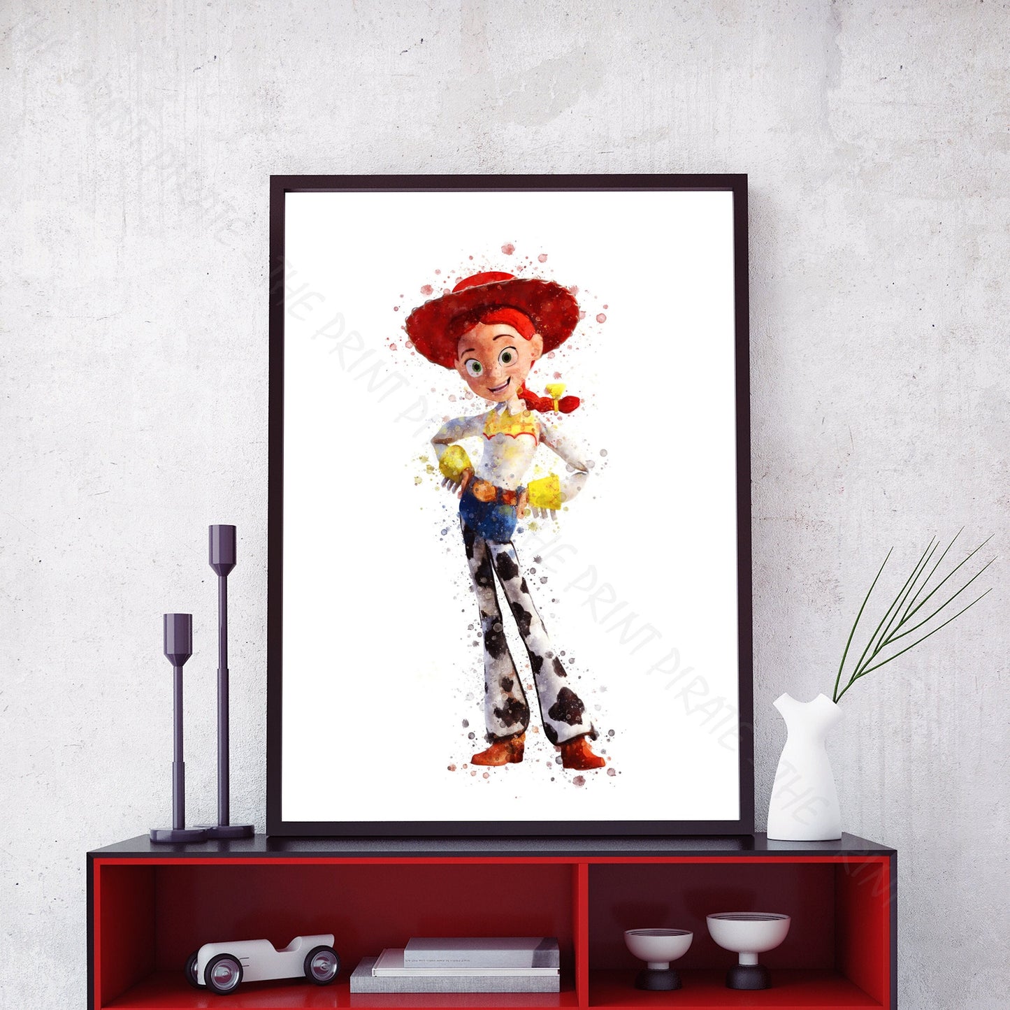 Disney Pixar 'COWGIRL JESSIE' Toy Story Watercolour Splash Wall Art Print