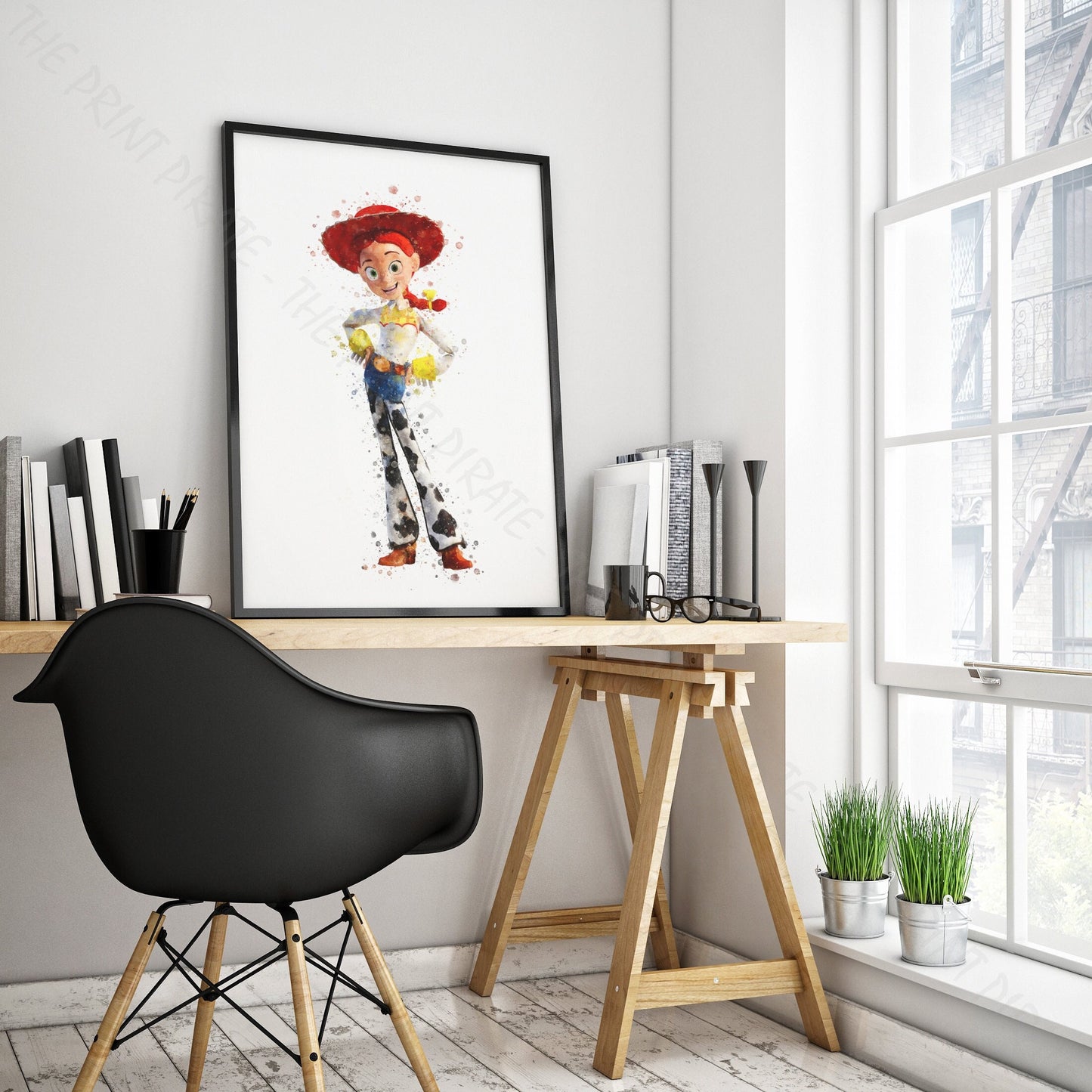 Disney Pixar 'COWGIRL JESSIE' Toy Story Watercolour Splash Wall Art Print