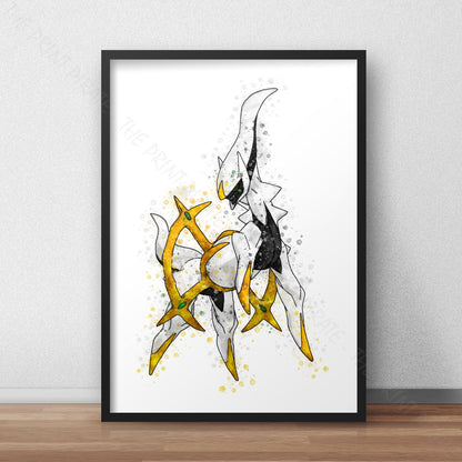 Pokemon 'ARCEUS' Watercolour Splash Wall Art Print