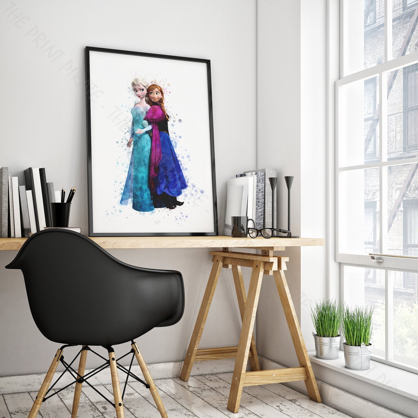 Disney 'ELSA and ANNA' Frozen Watercolour Splash Wall Art Print