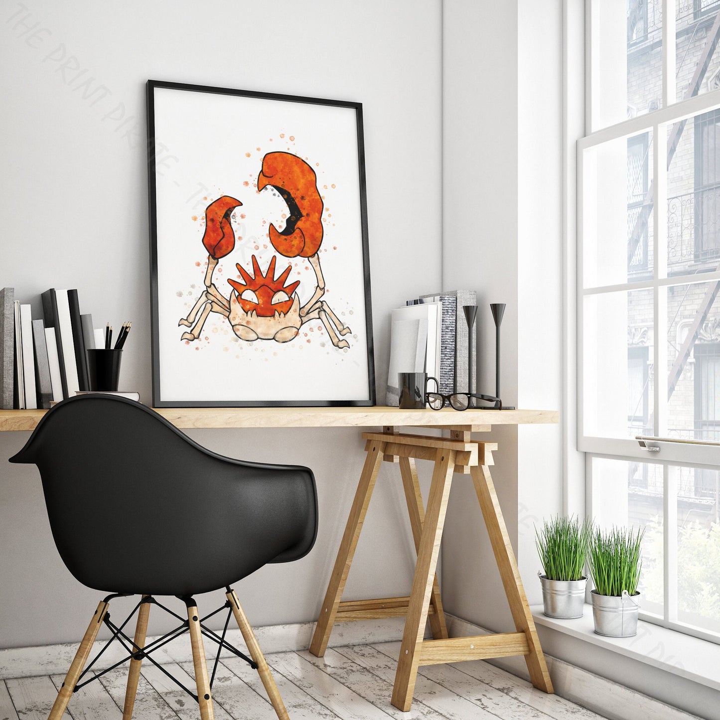 Pokemon 'KINGLER' Watercolour Splash Wall Art Print