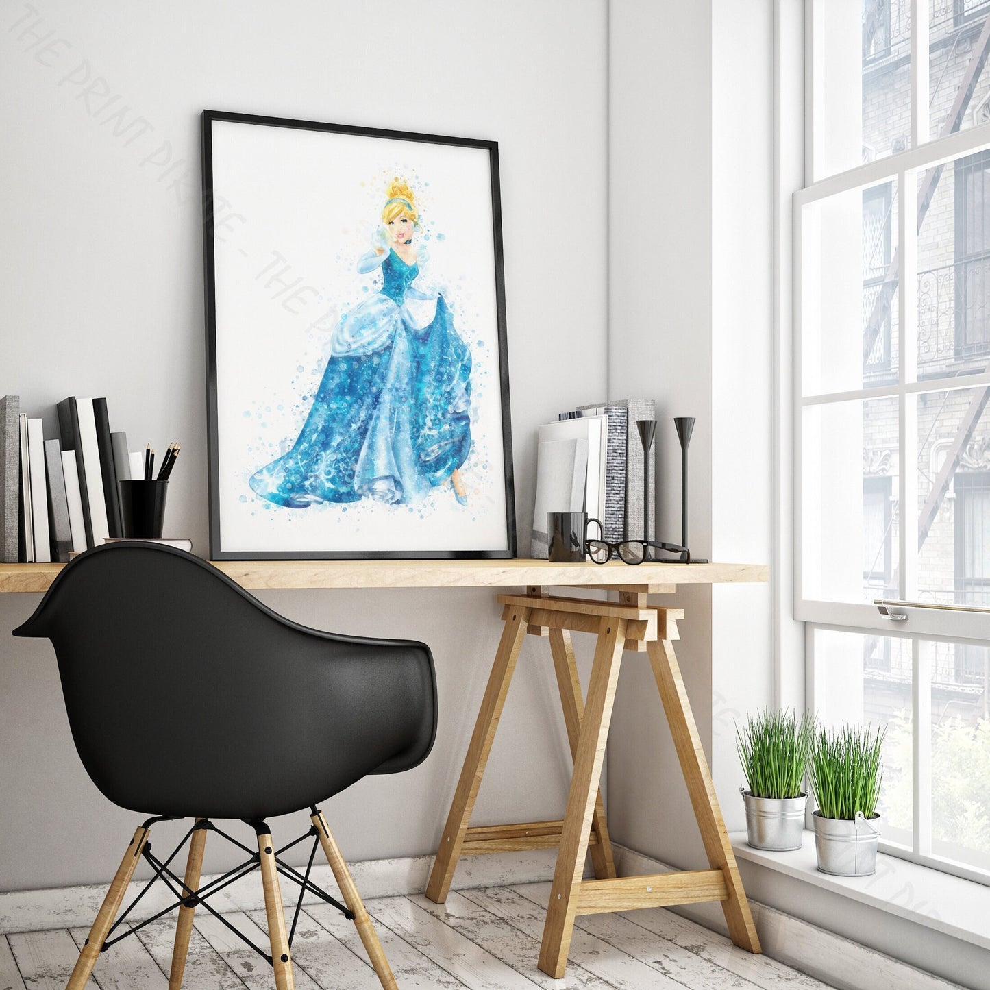 Disney 'CINDERELLA' Princess Watercolour Splash Wall Art Print