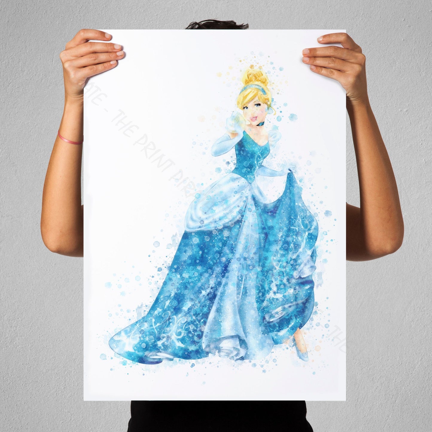 Disney 'CINDERELLA' Princess Watercolour Splash Wall Art Print