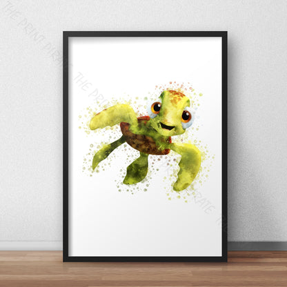 Disney Pixar 'SQUIRT' Finding Nemo Watercolour Splash Art Print