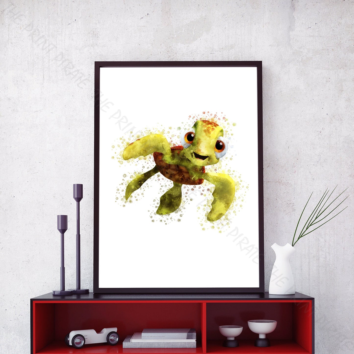 Disney Pixar 'SQUIRT' Finding Nemo Watercolour Splash Art Print