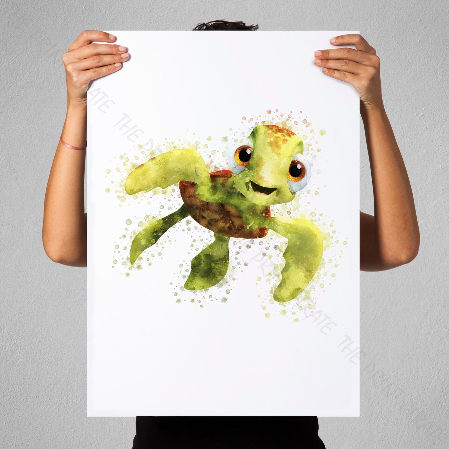 Disney Pixar 'SQUIRT' Finding Nemo Watercolour Splash Art Print