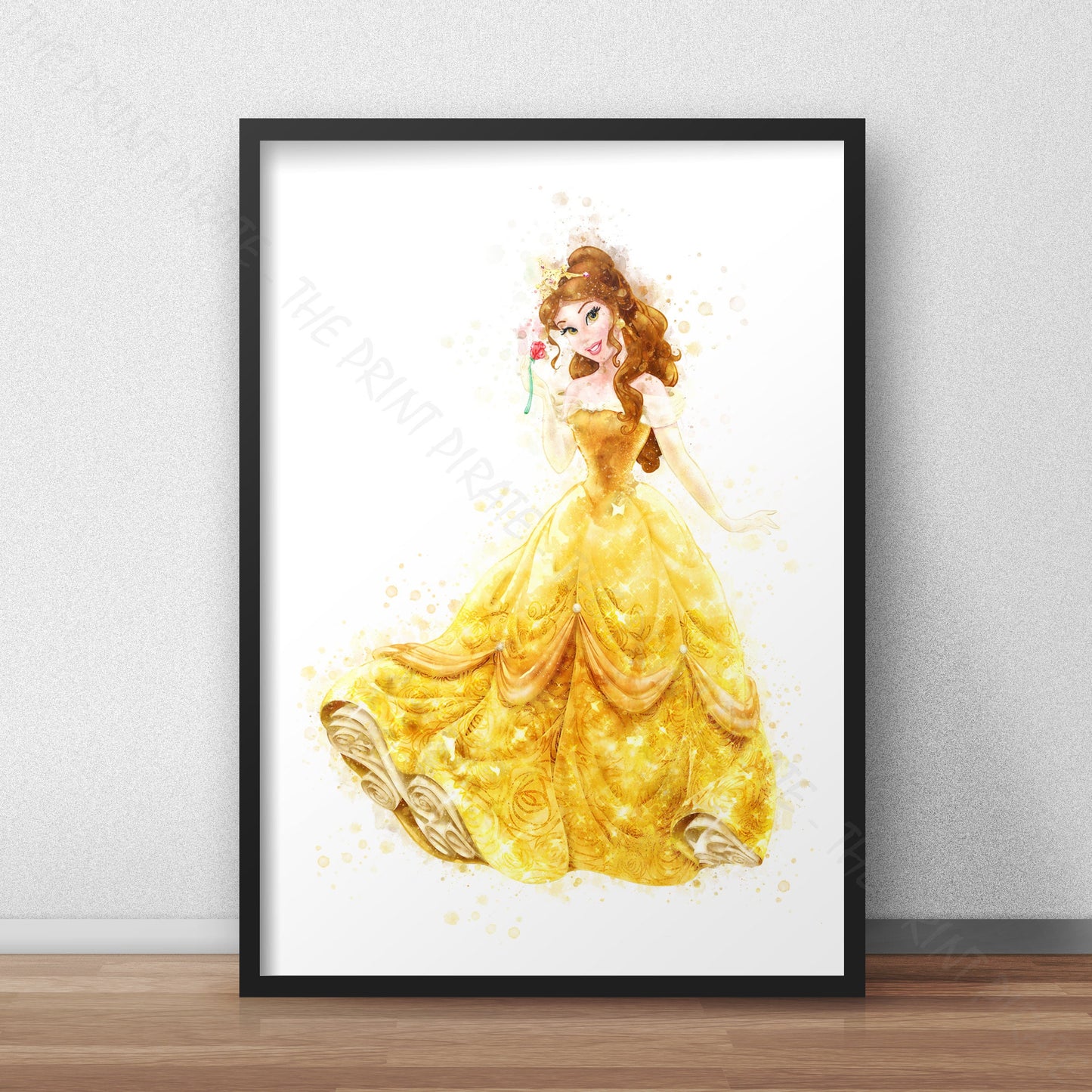 Disney 'BELLE' Princess Watercolour Splash Wall Art Print