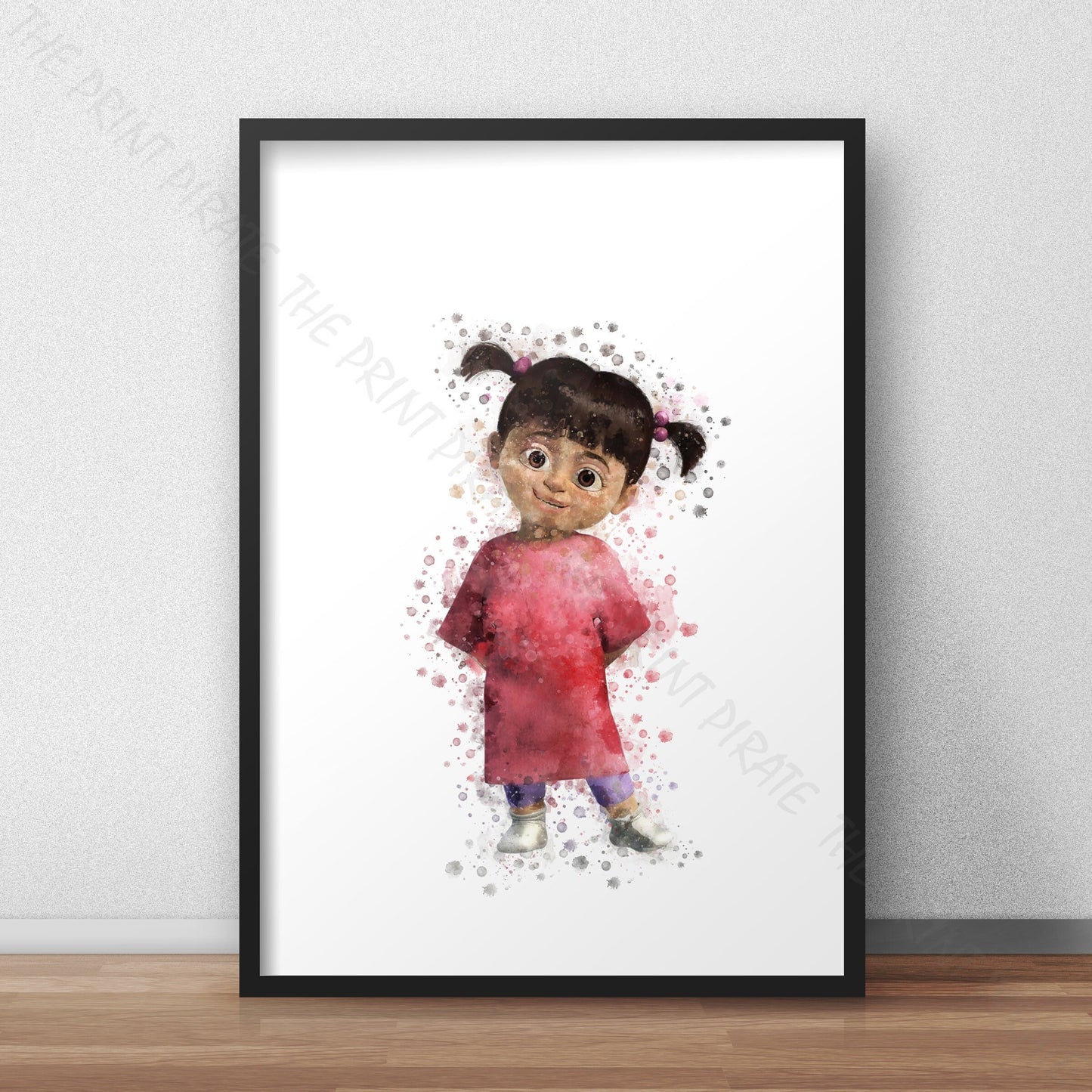 Disney Pixar 'BOO' Monsters INC Watercolour Splash Wall Art Print