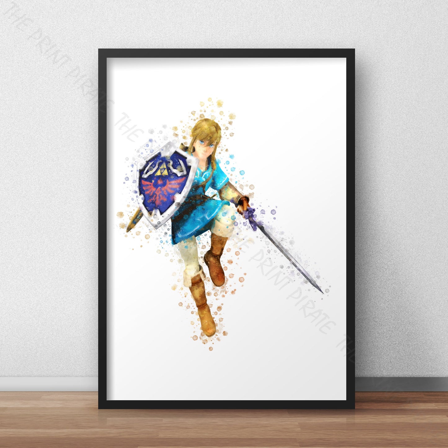 Gaming 'LINK - ZELDA' Breath of the Wind Watercolour Splash Wall Art Print