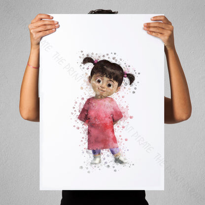 Disney Pixar 'BOO' Monsters INC Watercolour Splash Wall Art Print