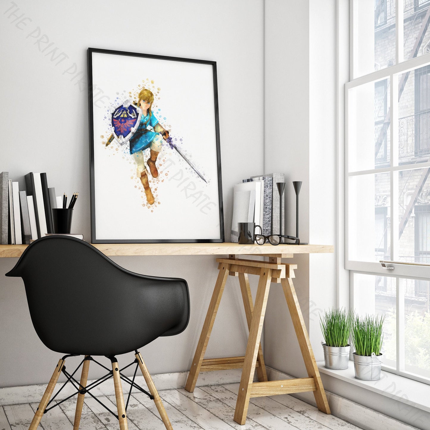 Gaming 'LINK - ZELDA' Breath of the Wind Watercolour Splash Wall Art Print