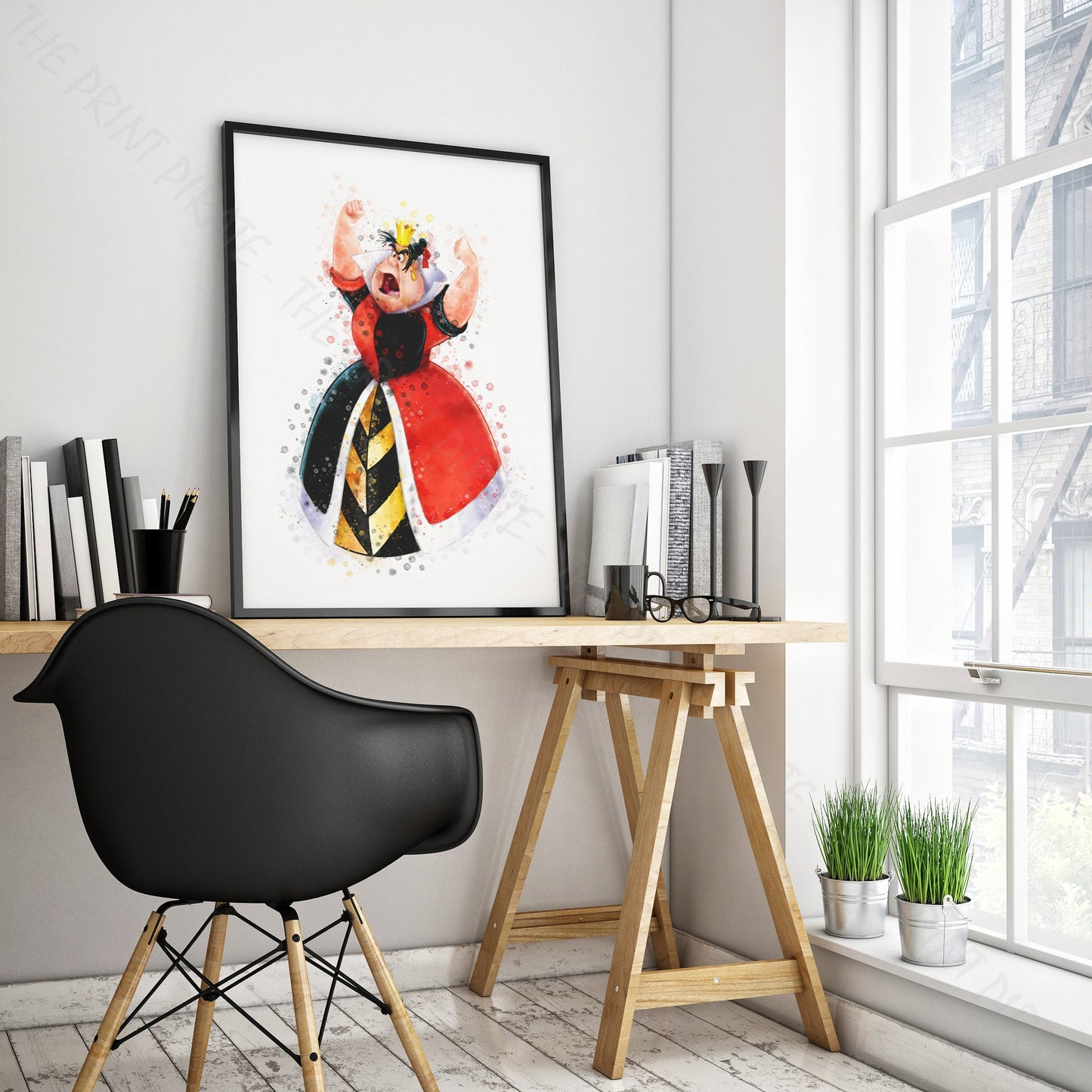 Disney 'QUEEN OF HEARTS' Alice in Wonderland Villain Watercolour Splash Wall Art Print