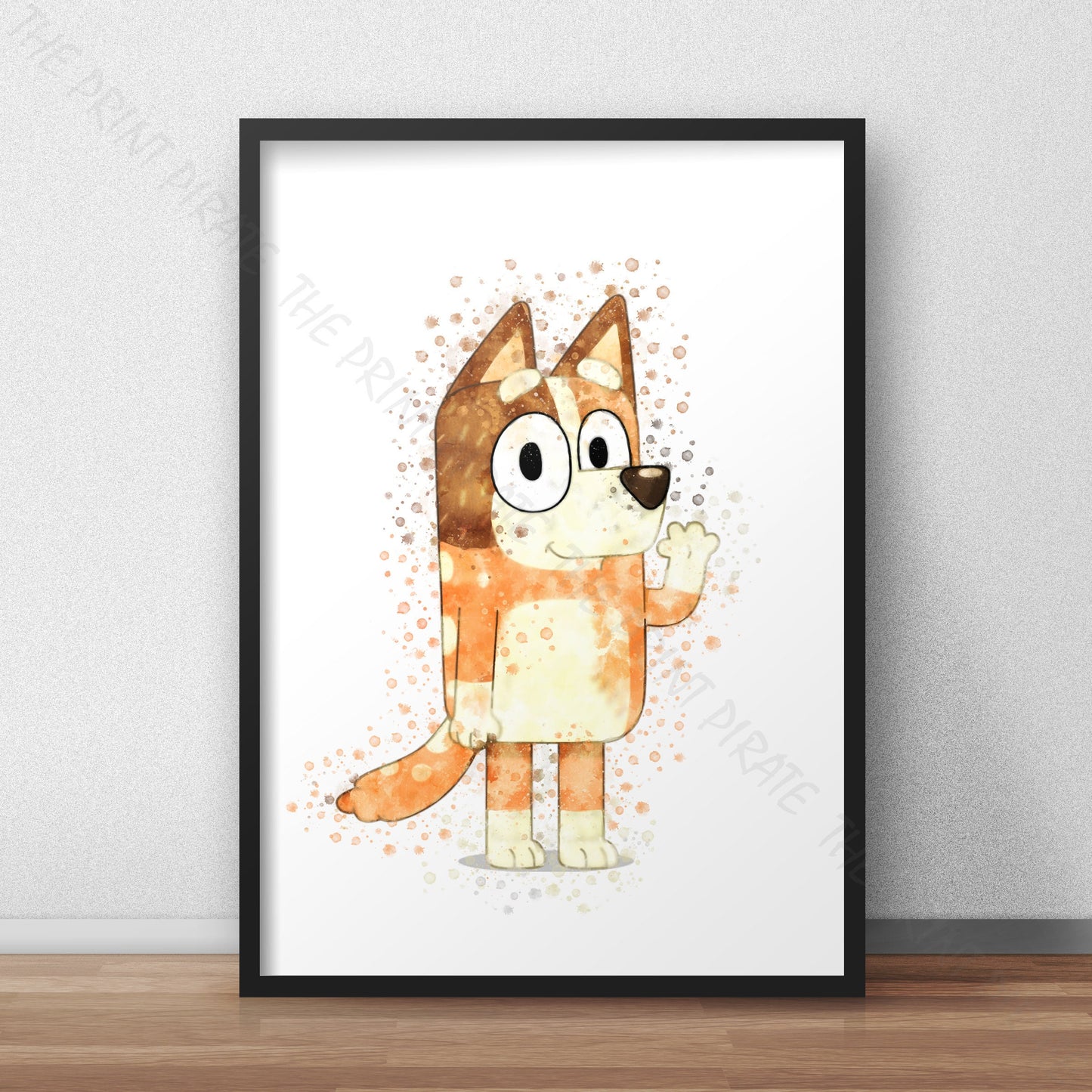 Bluey 'CHILLI' character Watercolour Splash Wall Art Print