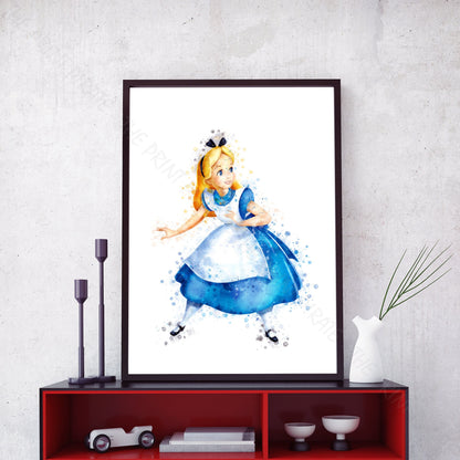 Disney 'ALICE'  Alice in Wonderland Watercolour Splash Wall Art Print