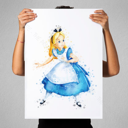 Disney 'ALICE'  Alice in Wonderland Watercolour Splash Wall Art Print