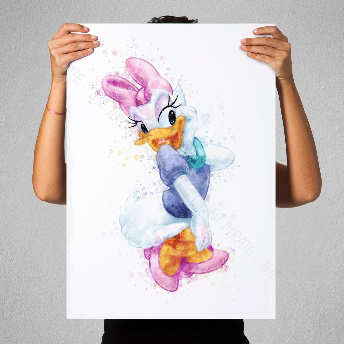 Disney 'DAISY DUCK' Character Print Watercolour Splash Wall Art Print