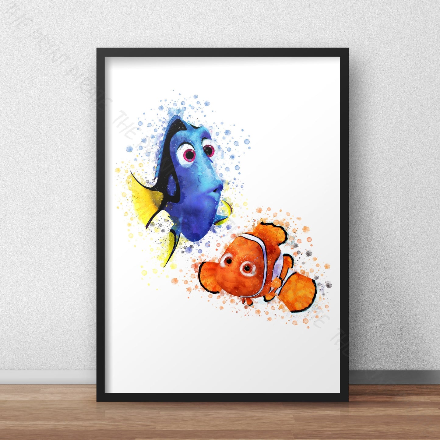 Disney Pixar 'NEMO & DORI' Finding Nemo Print Watercolour Splash Art Print