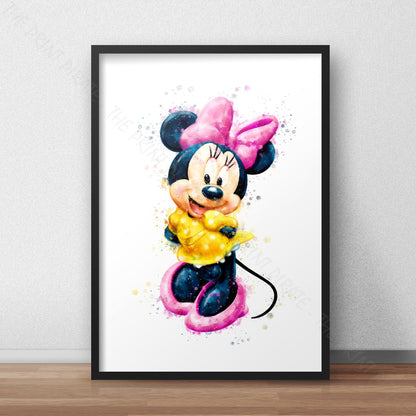 Disney 'MINNIE MOUSE' Character Watercolour Splash Wall Art Print