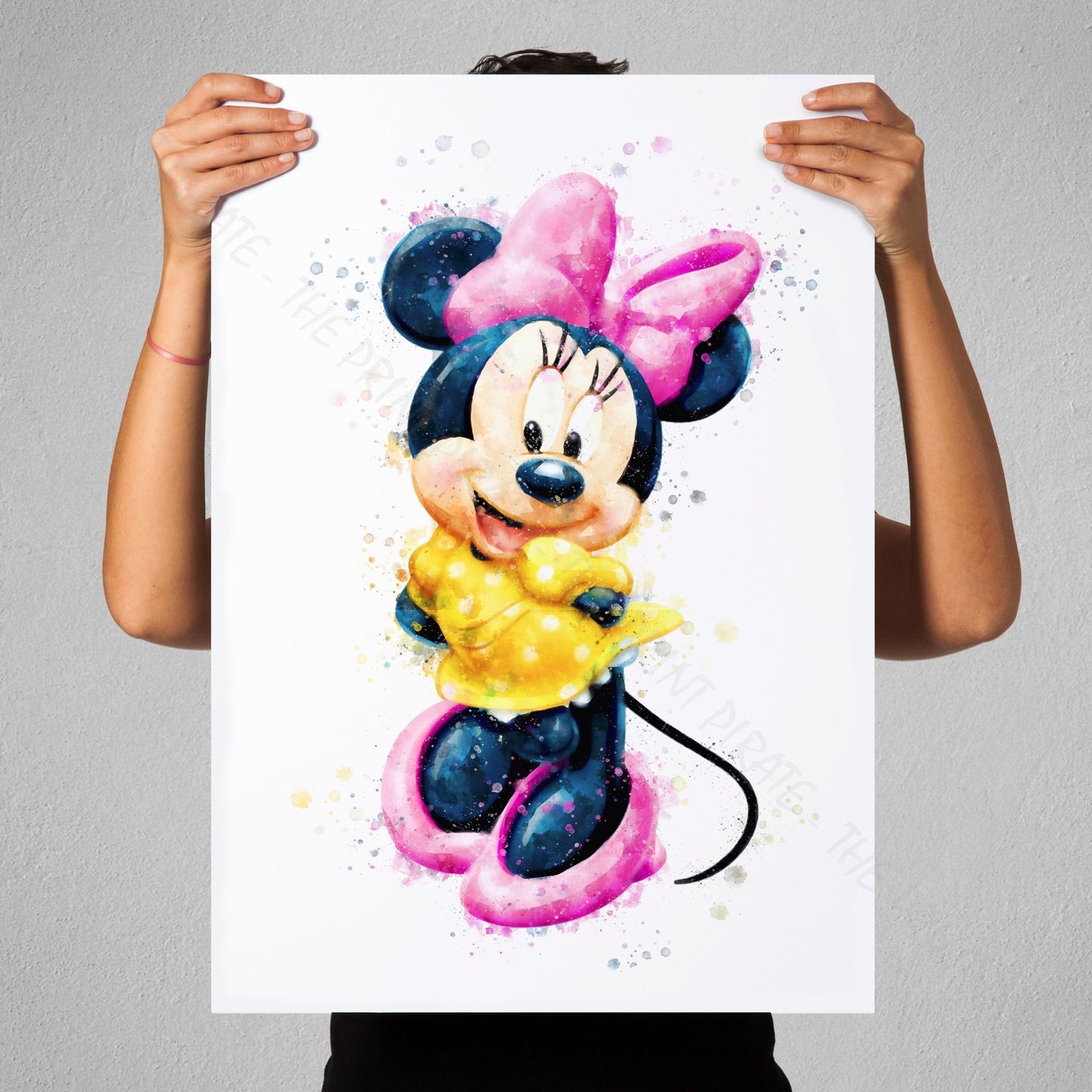 Disney 'MINNIE MOUSE' Character Watercolour Splash Wall Art Print