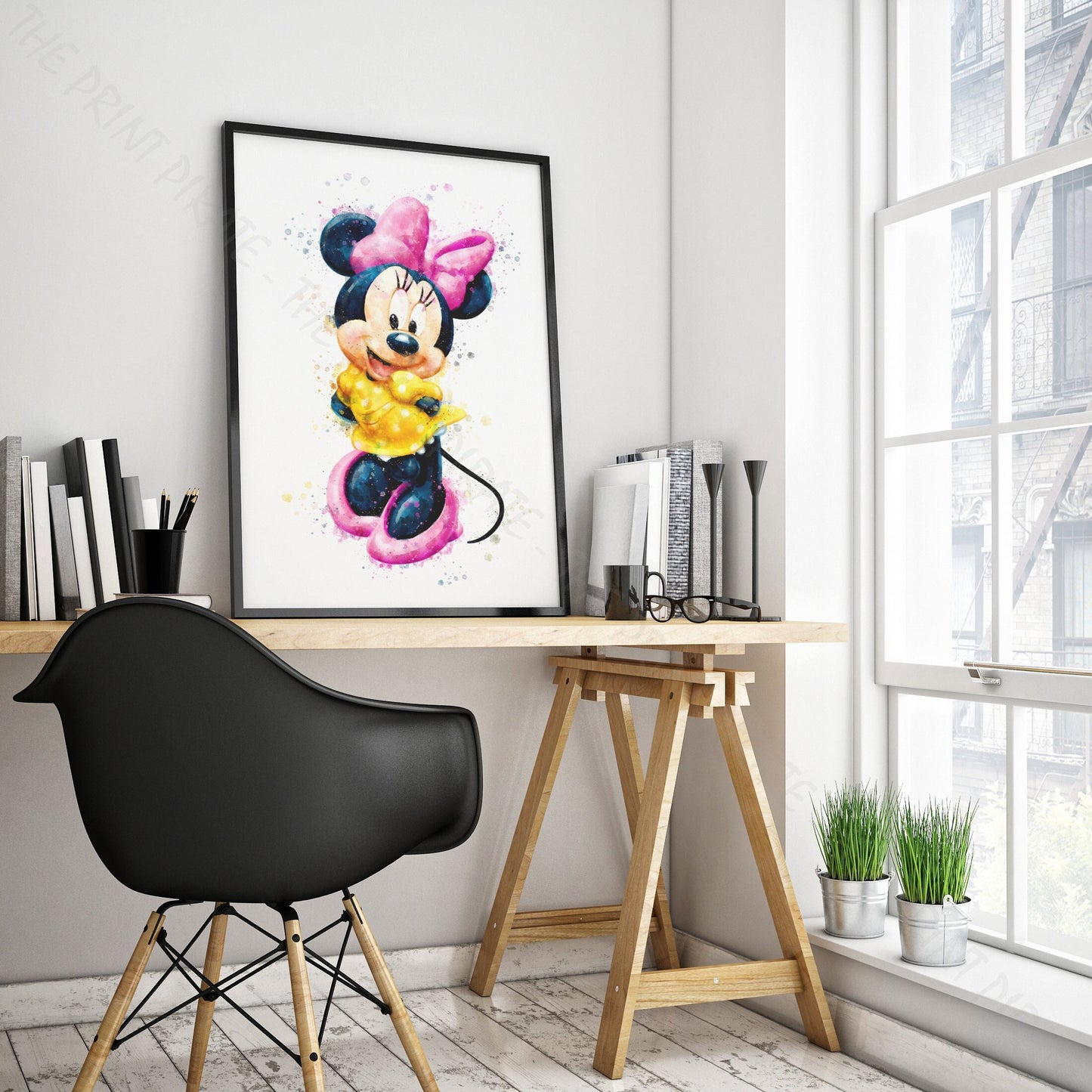 Disney 'MINNIE MOUSE' Character Watercolour Splash Wall Art Print