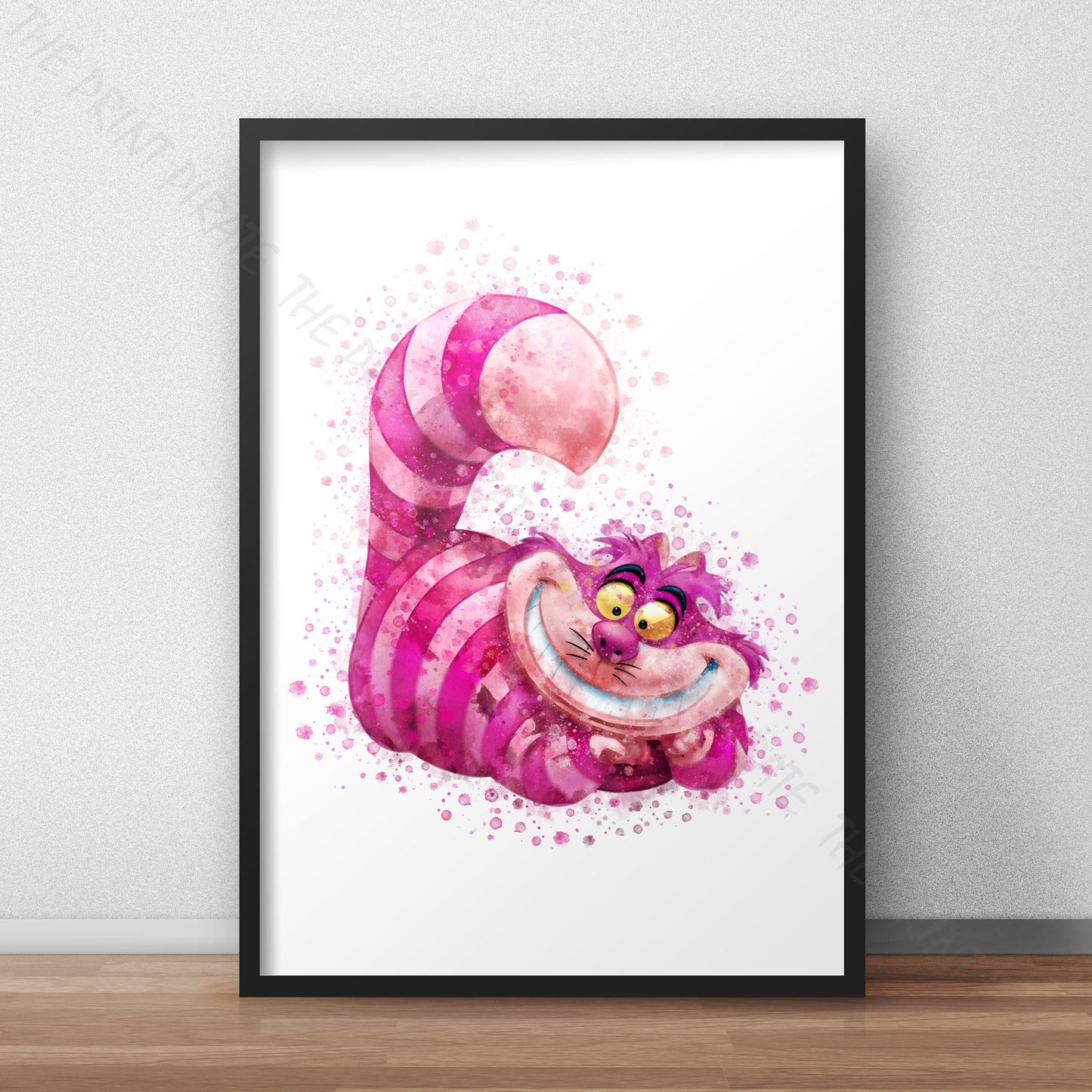 Disney 'CHESHIRE CAT'  Alice in Wonderland Watercolour Splash Wall Art Print