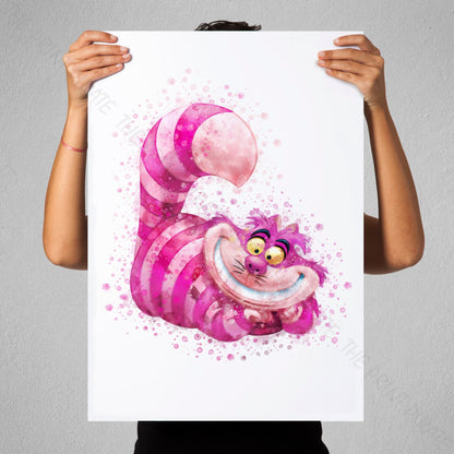 Disney 'CHESHIRE CAT'  Alice in Wonderland Watercolour Splash Wall Art Print