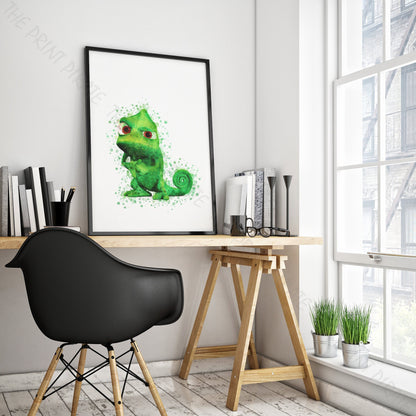 Disney 'PASCAL' Rapunzel, Tangled Watercolour Splash Wall Art Print