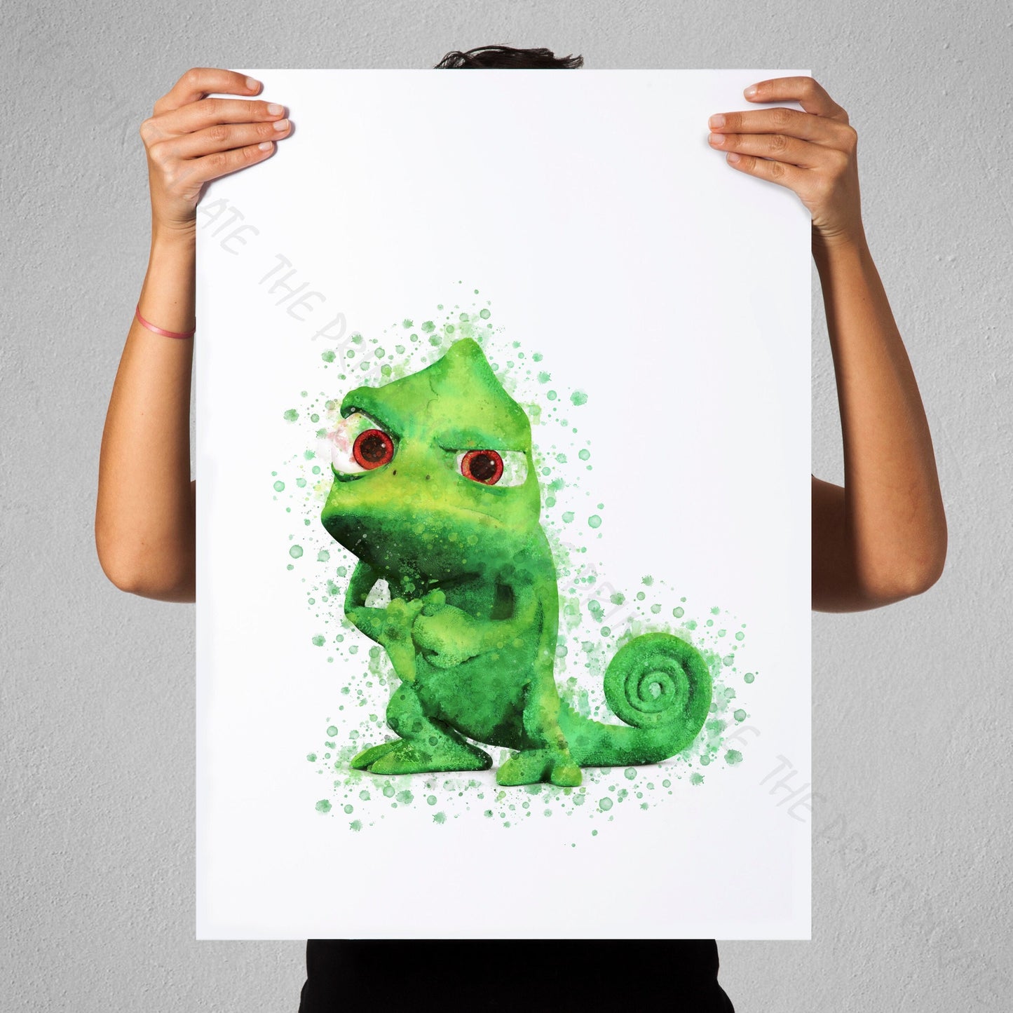 Disney 'PASCAL' Rapunzel, Tangled Watercolour Splash Wall Art Print