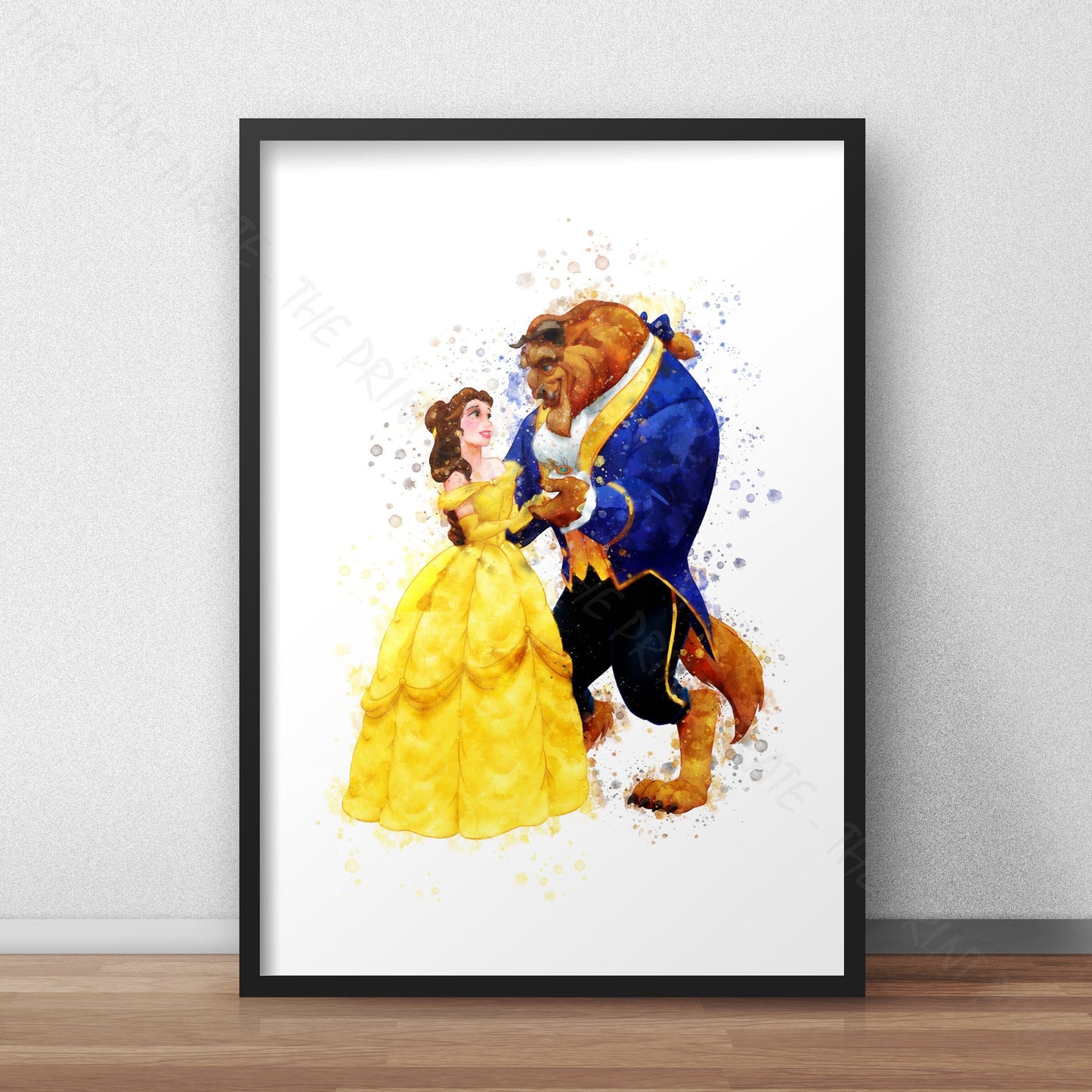 Disney 'BEAUTY AND THE BEAST' Watercolour Splash Wall Art Print