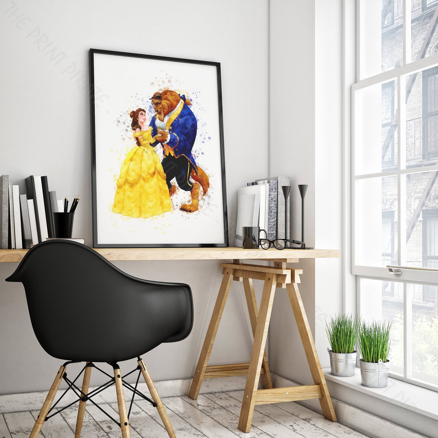 Disney 'BEAUTY AND THE BEAST' Watercolour Splash Wall Art Print