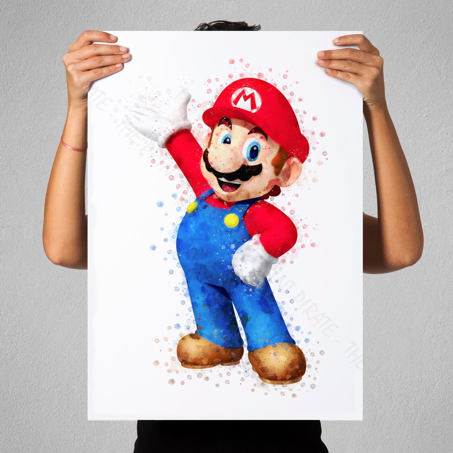 Gaming 'MARIO' Mario Watercolour Splash Wall Art Print