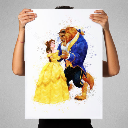 Disney 'BEAUTY AND THE BEAST' Watercolour Splash Wall Art Print