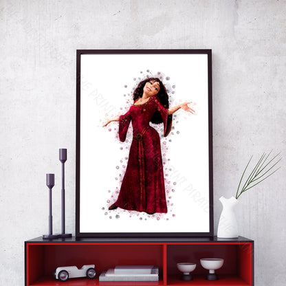 Disney 'MOTHER GOTHEL' Rapunzel / Tangled Villain  Watercolour Splash Wall Art Print