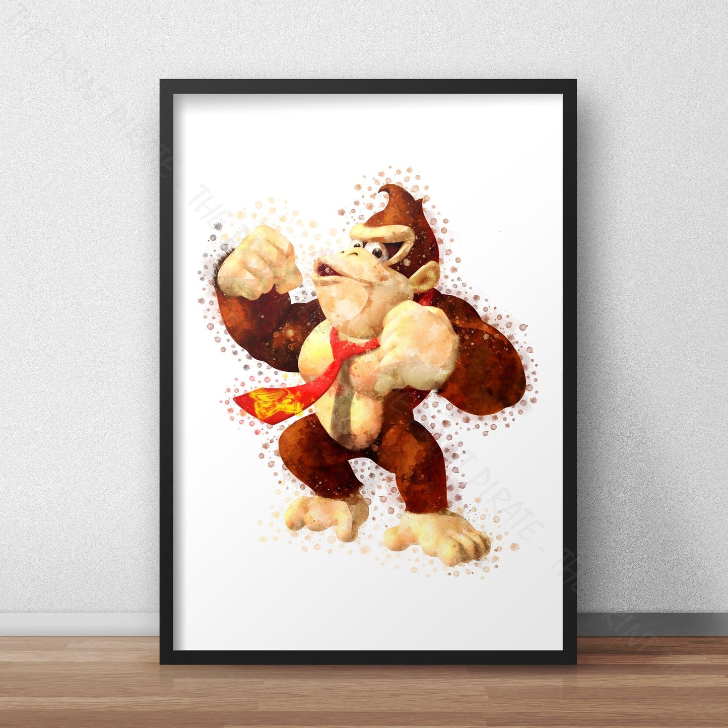 Gaming 'DONKEY KONG' Mario Watercolour Splash Wall Art Print