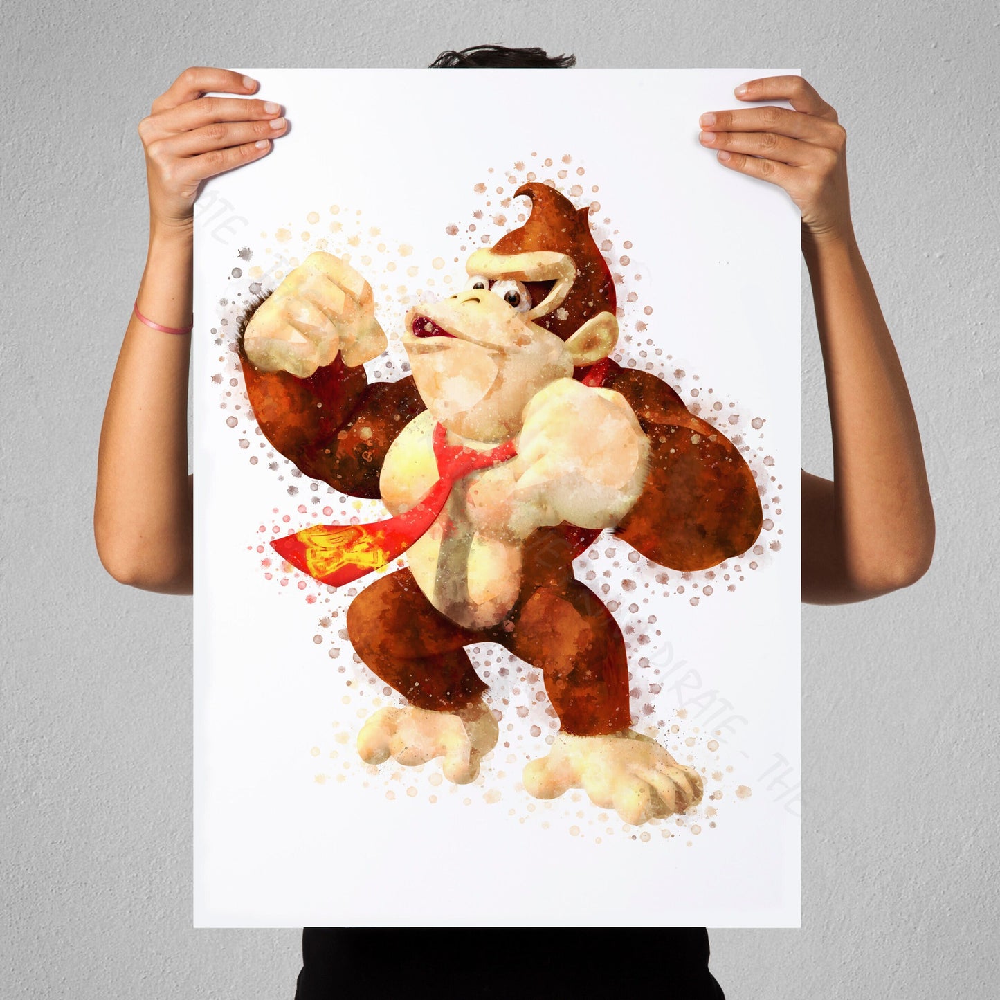 Gaming 'DONKEY KONG' Mario Watercolour Splash Wall Art Print