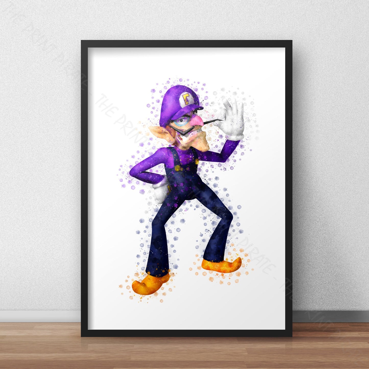 Gaming 'WALUIGI' Mario Watercolour Splash Wall Art Print