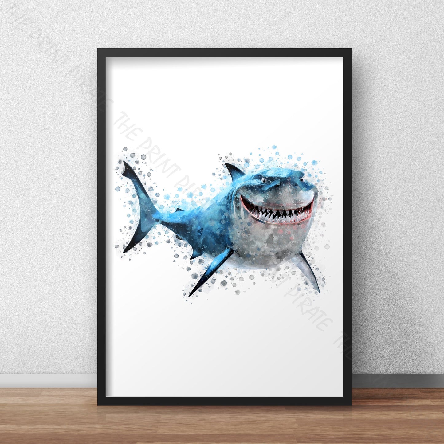 Disney Pixar 'BRUCE' Finding Nemo Print Watercolour Splash Art Print