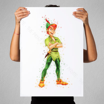 Disney 'PETER PAN' Character Watercolour Splash Wall Art Print