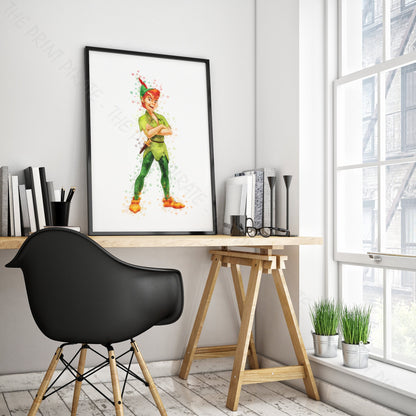 Disney 'PETER PAN' Character Watercolour Splash Wall Art Print