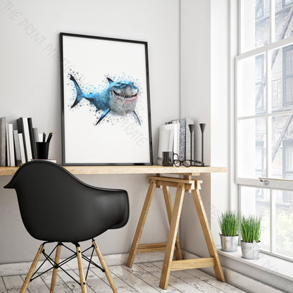 Disney Pixar 'BRUCE' Finding Nemo Print Watercolour Splash Art Print