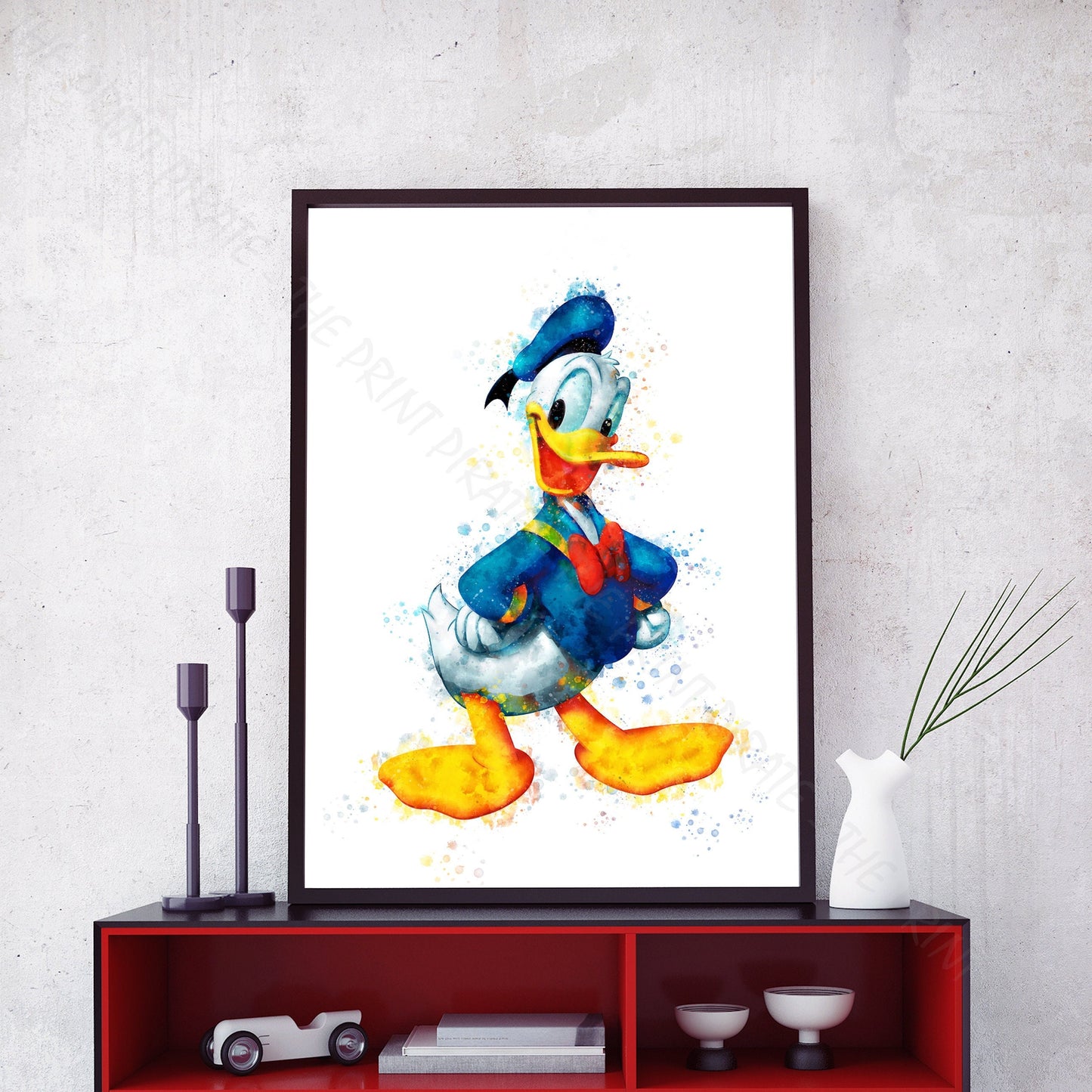 Disney 'DONALD DUCK' Character Watercolour Splash Wall Art Print