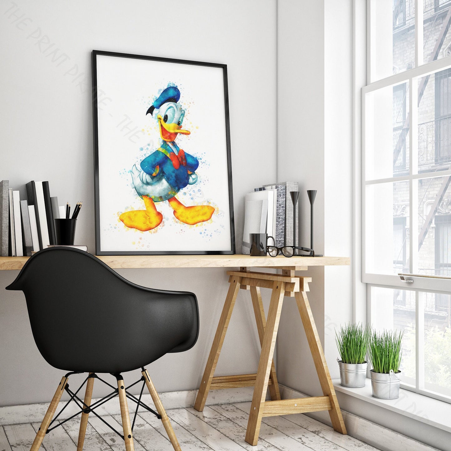 Disney 'DONALD DUCK' Character Watercolour Splash Wall Art Print