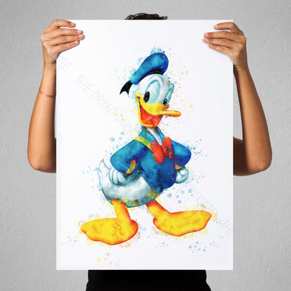 Disney 'DONALD DUCK' Character Watercolour Splash Wall Art Print