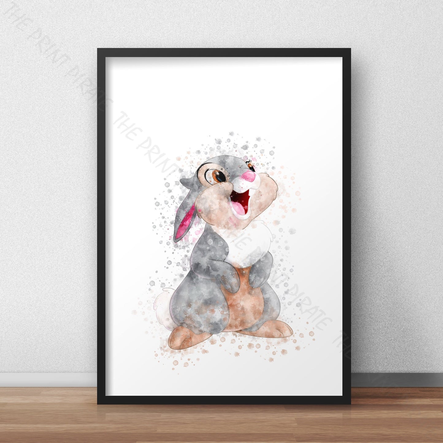 Disney 'THUMPER' Bambi Character Watercolour Splash Wall Art Print